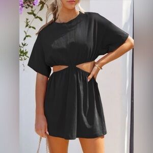 Elegant Black Cut-Out Mini Dress